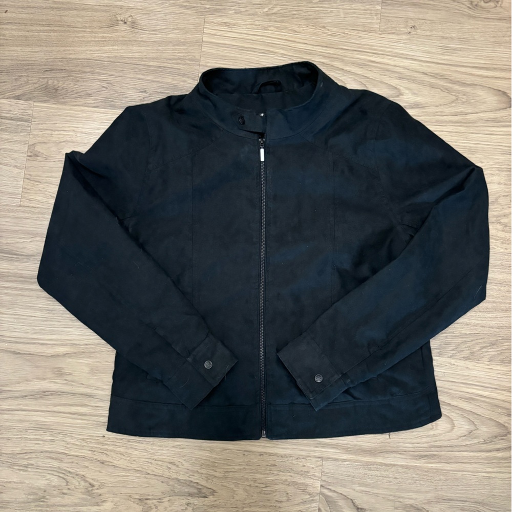 Cruel Suede-like Black Jacket with Cactus Print Lining